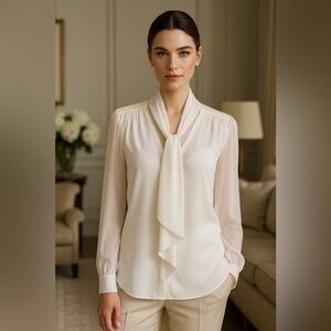Iris Setlakwe Tie Neck Long Sleeve Blouse Size 4